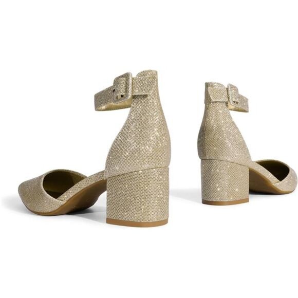 New In Box Womens Pointed Toe Low Chunky Heels Pump Shoes - Picture 5 of 6